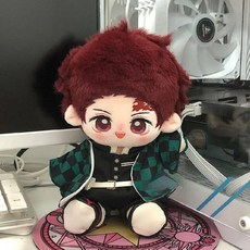 20cm 인형 귀여운 인형옷 후드티 솜인형옷 아이돌 솜깅이 맨투맨 솜인형 체크, 20cm (골격 없음), 탄지로+랜덤 옷 세트+흰 신발