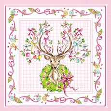 IHR Ideal Home Range 파티 냅킨 일회용 3겹 종이 런치 냅킨 팩 16.5cm x 16.5cm(6.5인치 x 6.5인치) 회양목 장식 20개, 빈티지 장식품 사슴