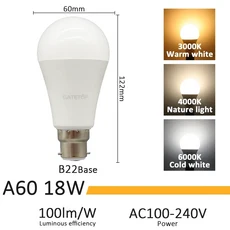 호환 1-20pcs LED 3 색상 조정 전구 AC110V 220V E27 B22 기본 전구 3CCT(3000K 4000K 6000K) 메모리 기능, [35] 18W B22, [01] AC100-240V, [04] 5pcs, 1개