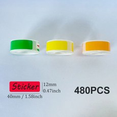 12*40mm 컬러 투명 열 스티커 롤 자체 접착 라벨 테이프 종이 이름표 정렬 메모 Marklife P12 P15 D30, 3 rolls pattern D