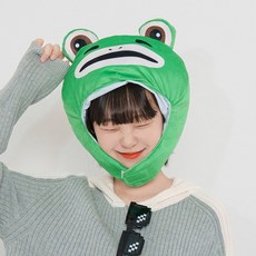 말랑마쥬 인생네컷 동물 캐릭터 모자 할로윈 파티 소품, 1개, 개구리
