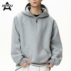 ANYOU 남성 가을 맨투맨 빅사이즈 오버핏 남성 후드티 입체셔츠