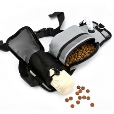 강아지 훈련용 허리 가방 산책 트릿백 애견 런닝 힙색 반려동물 간식 벨트형 똥츄 트레이닝, 그레이