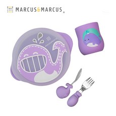 MARCUS&MARCUS 動物樂園用餐訓練學習禮盒組, 鯨魚(紫), 1個