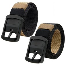 ANDY GRADE 남성용 양면 버클 나일론 벨트 아웃도어 밀리터리 더블 컬러 웹 통기성 전체 조절 가능 블랙 / 카키 126556