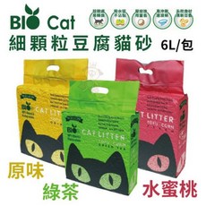 BIO CAT細顆粒豆腐貓砂 易於溶解可沖馬桶 貓砂, 1個, 水蜜桃, 6L, 水蜜桃