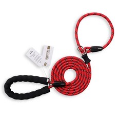 독스랩 일체형 목줄 리드줄 세트 스트롱 로프 슬립 소형견 중형견 대형견 2M 3M 5M, 일체형 / 레드, 1개
