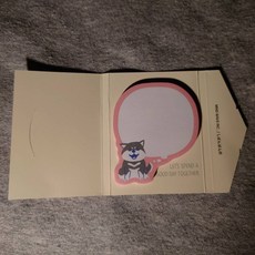 紳士貓舖 柴犬造型便利貼—共2款 圓形 方形 文具 可愛 滑順好寫 畫布風 Mind Wave 萌, 1個, 傻萌黑柴 (粉框白底+鵝黃包裝)