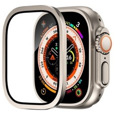 애플워치 울트라 호환 강화유리 보호 필름 일체형 메탈 베젤링 케이스, 티타늄, 애플워치 울트라(49mm)