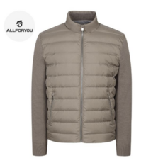 올포유 남성 니트 배색 방풍 구스다운 패딩 점퍼 겨울 AGDJM9151 베이지 100