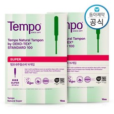 템포 내추럴코튼 탐폰, 슈퍼, 16개입, 2개, SUPER
