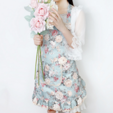 에잇원 꽃무늬 플라워 레이스 앞치마, 1개, 스카이