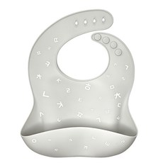 리틀그립 프리미엄 유아 올 실리콘 턱받이, 1개, 1개입, 그레이한글