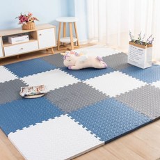 국민매트 매트시공 거실 칼라 놀이방 바닥, A. 화이트+네이비+그레이테두리