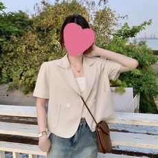 여자 여성 자켓 반팔 데일리 재킷 세미크롭 원버튼 여름 가을옷 데이트룩