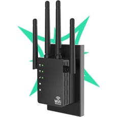 105-장치 호환 WiFi Extender 신호 부스터 12880 평방피트 장거리 듀얼 밴드 5GHz2.4GHz 1200Mbps 가정 및 실외용 간단한 설치, Black-U1