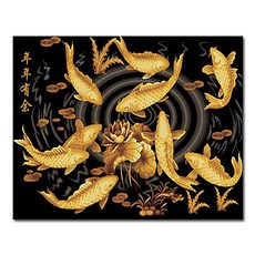 DIY캔버스페인팅 명화그리기 유화 그림 세트 액자, 1개, A08_황금잉어(골드펄)