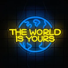 세상은 당신의 네온사인 벽 장식 남자 동굴 LED 조명 홈 바 게임룸 침실 생일 선물, 04 B