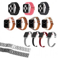 애플워치스트랩 se 6 5 모던 가죽스트랩 에토프 슬림 메탈 케이스 베젤링 투명 밴드 클래식 갤럭시 워치4