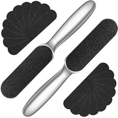 머더 2피스 스테인리스 스틸 페디큐어 풋 파일 캘러스 리무버 스크러버 라즈 교체 가능한 거칠거나 미세한 양면 재사용 패드 20개 포함 관리 균열 피부 도구(실버), 실버