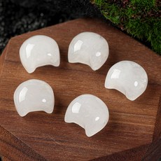 跨境熱賣橫孔無臉貓頭黑曜石串珠子diy手工製作手串可愛簡約配珠, 1個, 白水晶一個:16*14MM無臉貓