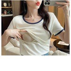수유복 임산부 반팔 티셔츠 여름 캐주얼 트렌드 반팔티 루즈핏 슬림핏 외출용 수유티 상의 sjs