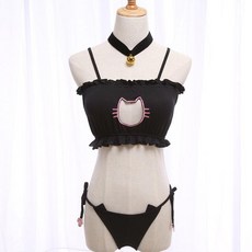 大尺碼二次元鏤空猫咪睡衣 可愛性感風柔軟舒適