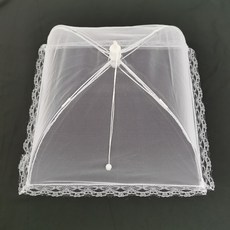 白色野餐網紗食物罩 可摺疊洗菜罩摺疊罩加大號 桌蓋防塵罩菜蓋, 1個