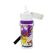 Pokemon 寶可夢 吸管不鏽鋼保溫水壺(400ml) SV系列, 紫白, 1個, 400ml