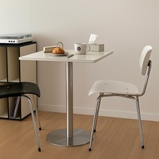 오그레 실븐 스퀘어 테이블, 2인용, 화이트&실버