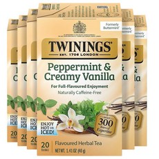 트와이닝 Twinings 오렌지 & 시나몬 스파이스 허브 티 개별 포장된 백 20개(1팩) 천연 카페인 프리 뜨겁거나 차갑게 즐기기 티백 20개 123012