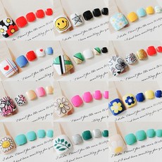 붙이는 패디팁 12종 24개입 패디큐어 여름발톱, 1개, 붙이는 패디팁 E타입