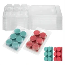 10pcs 왁스 용융 금형 왁스 용융 조개 껍질 금형 사각형 6 캐비티 투명 플라스틱 큐브 트레이 양초 만들기, 06 10pcs-party