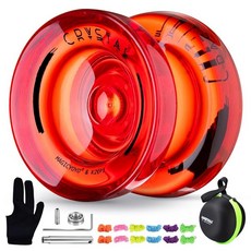 MAGICYOYO K2 CRYSTAL 요요 프로페셔널 핑거 스핀 기능 8-12세 아동용 반응성 요요 KK 베어링 스트링 장갑 및 베어링 키트 포함 성인용 이중 목적 트, K2 크리스탈 레드