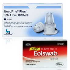 노보파인 인슐린 펜니들 플러스 32G 4mm 1박스 100개+알콜솜 100매, 1세트, 1개