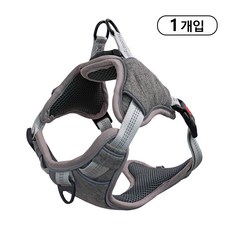 VIX Group 애완용 펫 하네스 멍멍이 조끼하네스 중소형견 착용 초경량 벨크로하네스, 1개, 그레이