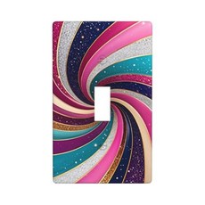 Indokyeyqaz 다채로운 체스보드 싱글 토글 조명 스위치 커버 플레이트 장식 벽 플레이트 갱 1개 및 콘센트 7cm x 11.4cm(2.75인치 4.5인치) 침실 욕실, 다채로운 소용돌이