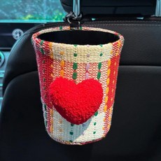 귀여운 차량용 쓰레기통 차량 내부 휴지통 차량에 놓는 우산 보관함 걸이형 물건, 1개, 1. Trash can-Red