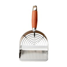 不鏽鋼貓砂鏟 貓鏟 網格貓砂鏟 貓咪清潔用品 大面積貓鏟 雙孔貓砂鏟 貓砂清潔毛掌櫃寵物店, 原色(圓孔)13x27.5cm, 1個