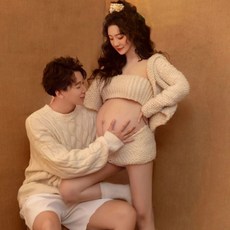 만삭사진 커플룩 남편룩 만삭 주수 촬영 의상 세트 니트 귀여운 코디