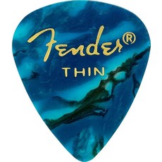 Fender 클래식 셀룰로이드 기타 피크 351 모양 거북이 쉘 미디엄 144팩, 12개, 오션 터퀴즈, 얇음