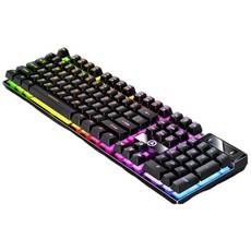 ANYGO 七彩炫光有線電競鍵盤 機械手感 遊戲競技 LED發光 中文注音鍵盤, 黑色, ANYGO 七彩炫光, 茶軸