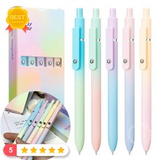누누마켓 번지지 않는 퀵드라이 젤펜 볼펜 5pcs, 오로라, 1세트