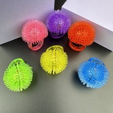 兒童發光戒指玩具：TPR軟膠LED草莓閃光星星戒指燈，派對小禮品首選, 透明軟膠戒指-毛毛球