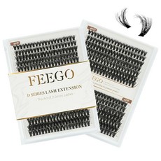 FEEGO 속눈썹 연장 푹신한 키트 클러스터 포함 280피스 싱글 액세서리 없음 40D+50D 9-16mm DIY 어플리케이터 초보자용 방수 천연 215632