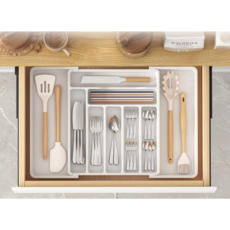 우노상사 주방 싱크대 서랍 수저 정리함 커트러리 길이조절 트레이, 1개, 화이트