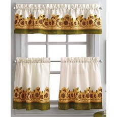 Curtainworks 해바라기 정원 창문 주방 커튼 티어 및 밸런스 옐로우 91.4cm(36인치) 티어 세트