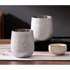 티타늄 머그컵 320ml 아이스 텍스처 스텐컵 홈카페 커피잔 아메리카노잔 캠핑용 컵, 은색, 2개