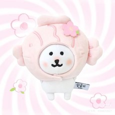 zhen品 櫻花味鯛魚燒10cm棉花娃娃娃衣套裝 春日野餐系列可愛替換頭套, 1個, 櫻花鯛魚燒頭套1個裝