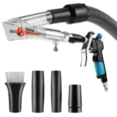진공 및 에어 블로우 건 2IN1 자동차 내부 청소 도구 키트 조절 가능한 공기 흐름 노즐 포함 빠르게 먼지, 01 Black